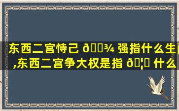东西二宫恃己 🌾 强指什么生肖,东西二宫争大权是指 🦁 什么生肖